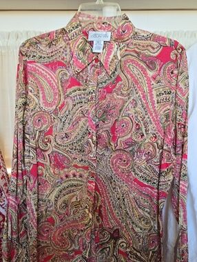 Jones New York Country Pink Paisley Cotton Button-Up